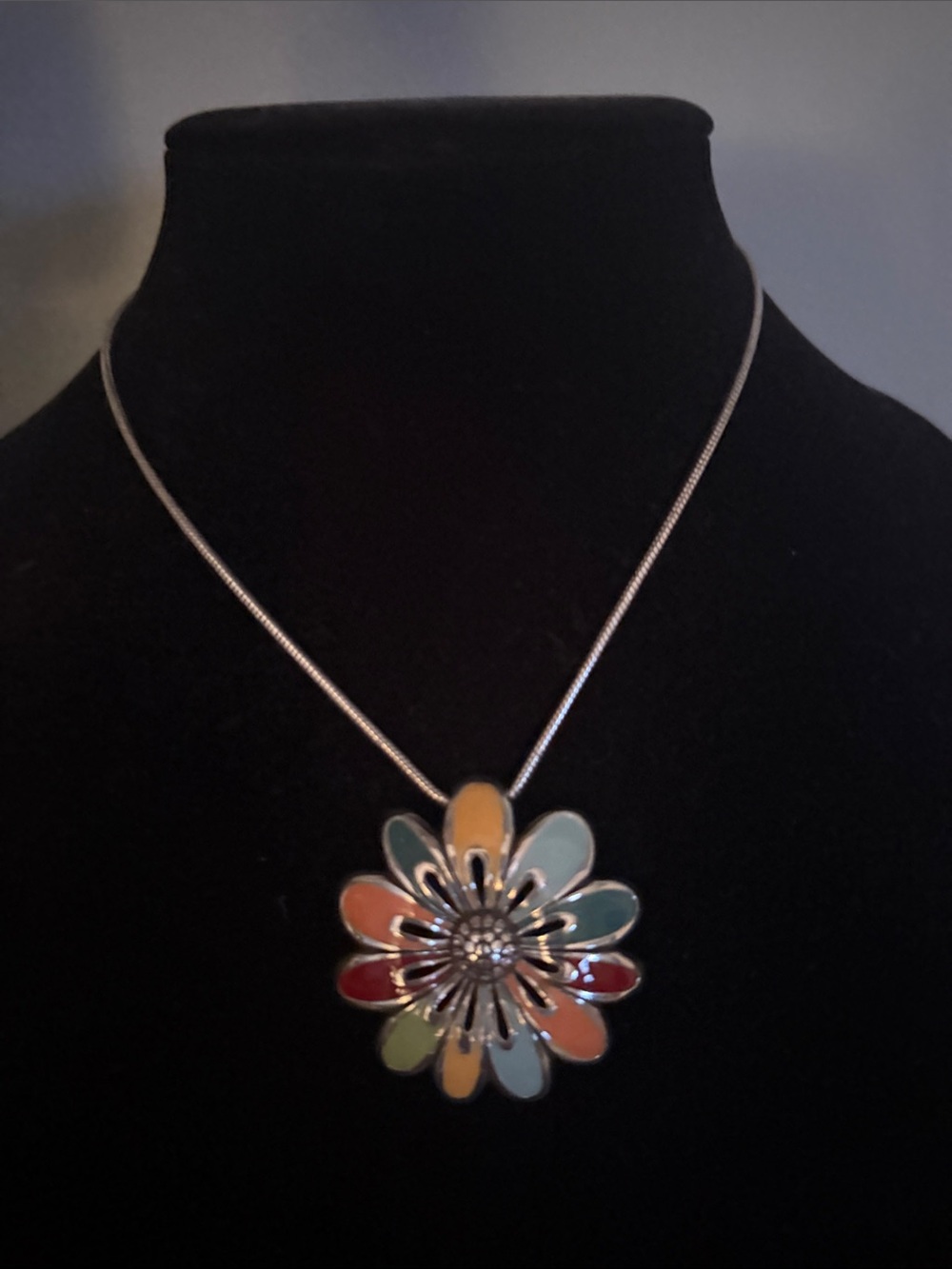 Brighton Multicolor Enamel Flower Pendant on Silver Chain